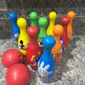 Kids Bowling Set 10 Pins 2 Balls Disney Multicolored